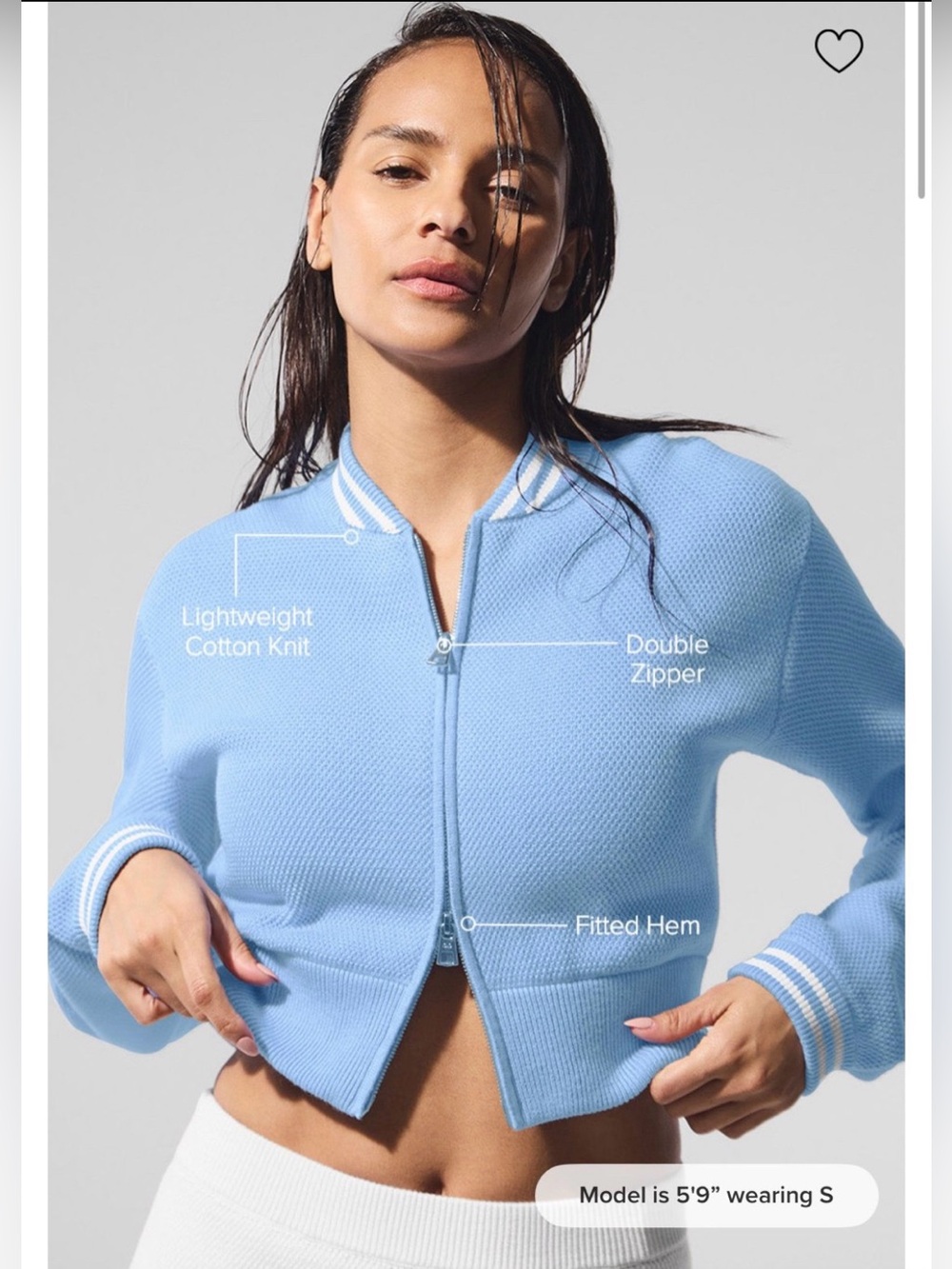 Alo Yoga Tennis Club Sweater Knit Full Zip Jacket